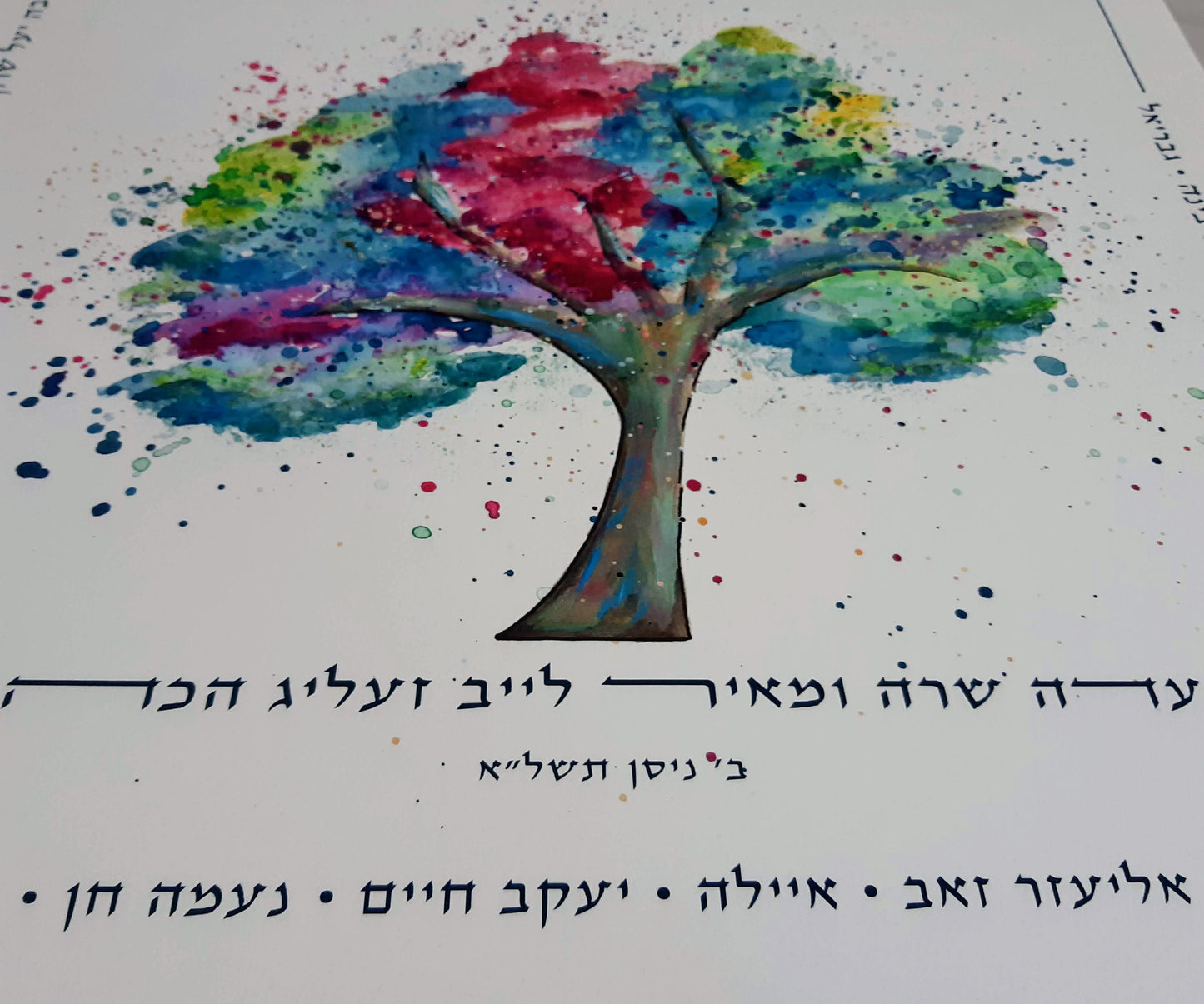 Rainbow Watercolor Family Tree