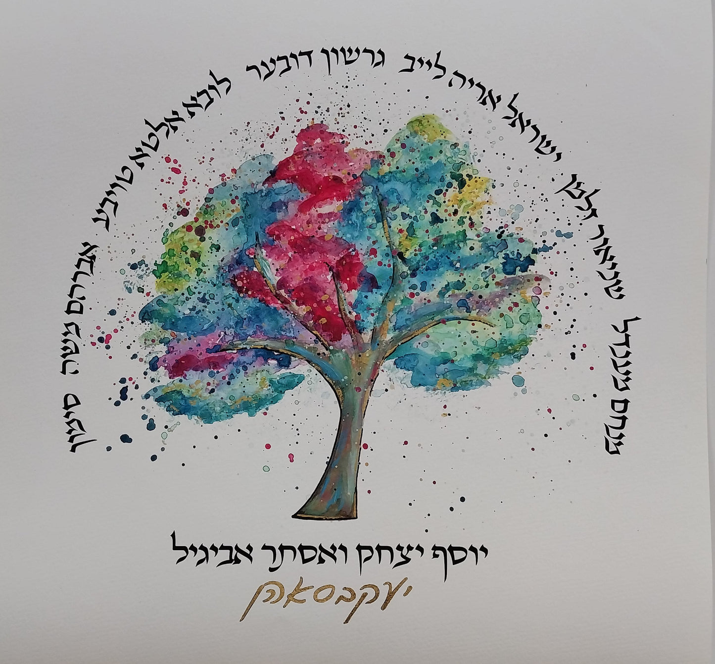 Rainbow Watercolor Family Tree