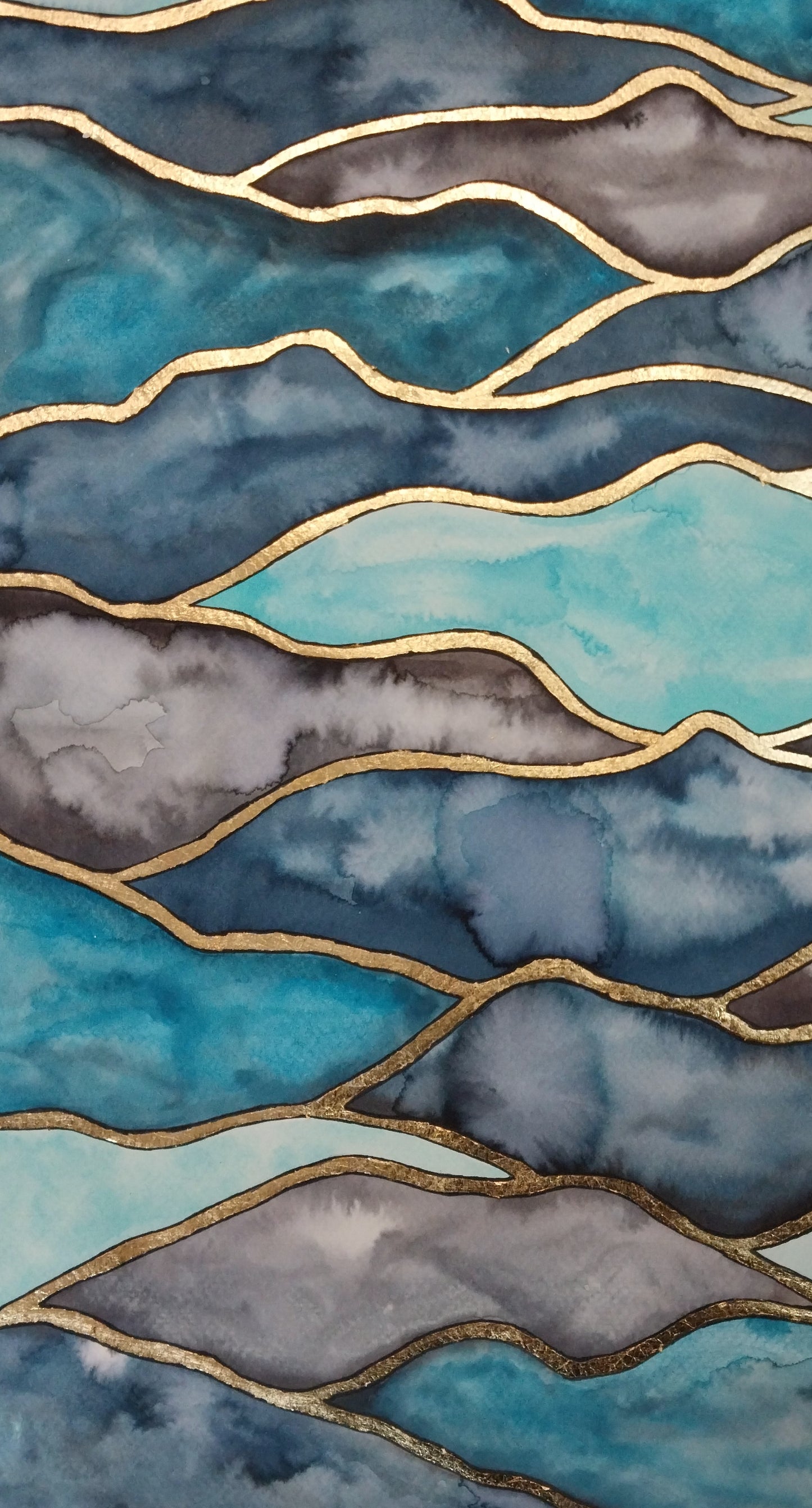 Blue and Gold Ridges Ketubah