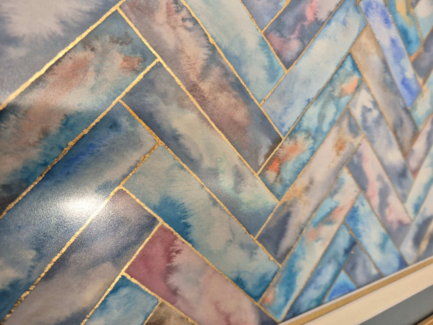 Herringbone Ketubah Blues