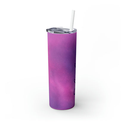 Purple Watercolor Skinny Tumbler with Straw, 20oz