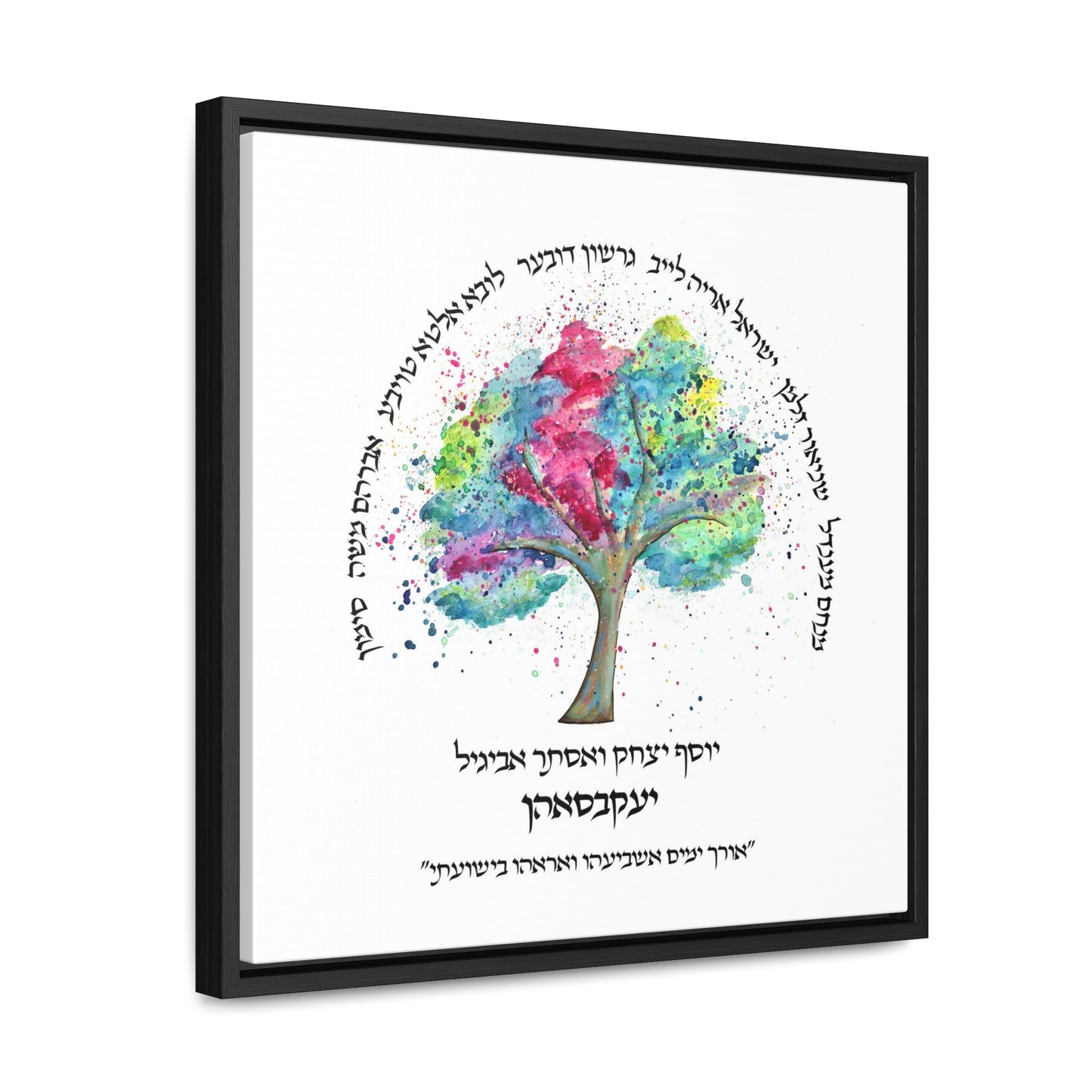 Watercolor Personalized Family Tree Gallery Canvas Wraps, Square Frame